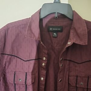 INC International Concepts Men's Maroon Button-Down Shirt